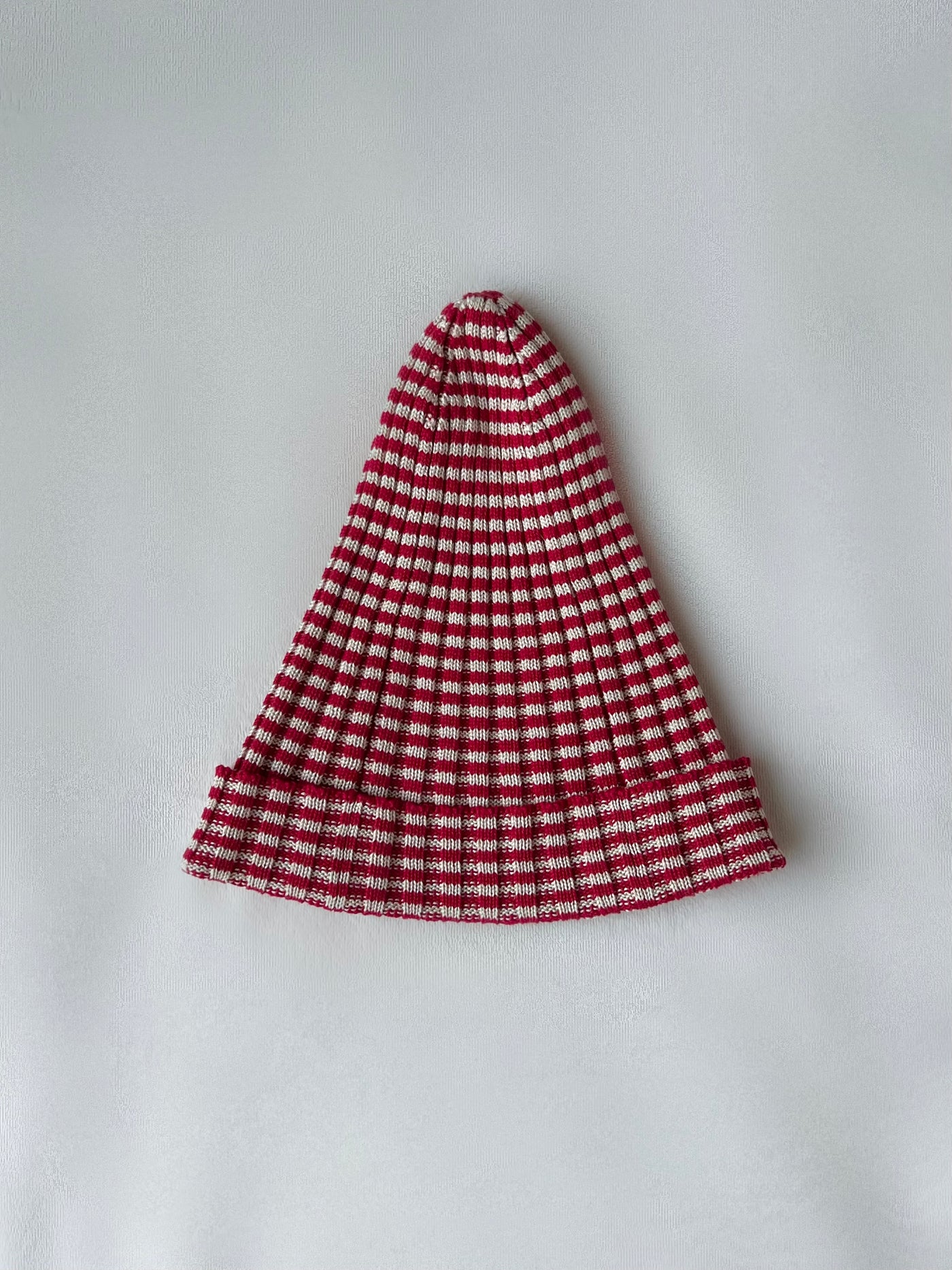 KNIT STRIPED HAT RED/NUDE